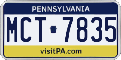 PA license plate MCT7835