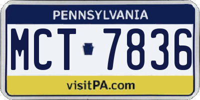 PA license plate MCT7836