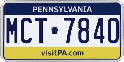 PA license plate MCT7840