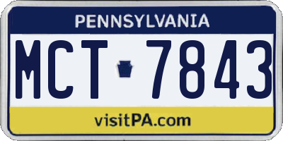 PA license plate MCT7843