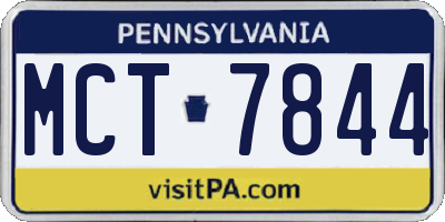 PA license plate MCT7844