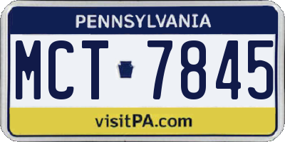 PA license plate MCT7845