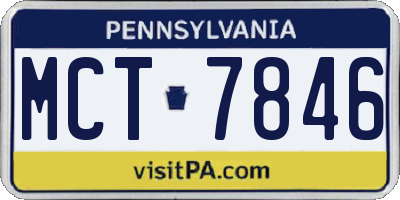 PA license plate MCT7846