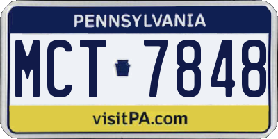 PA license plate MCT7848