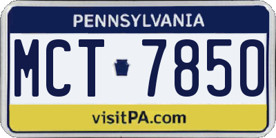 PA license plate MCT7850