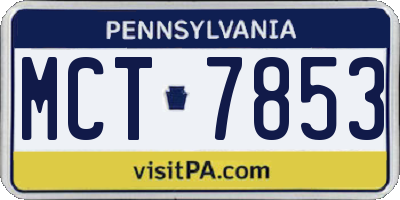 PA license plate MCT7853