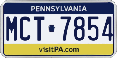 PA license plate MCT7854