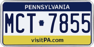 PA license plate MCT7855