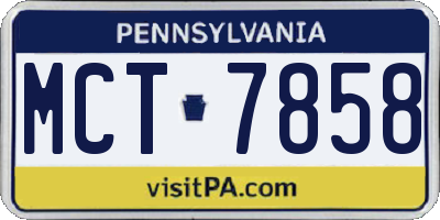 PA license plate MCT7858