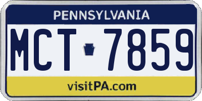 PA license plate MCT7859