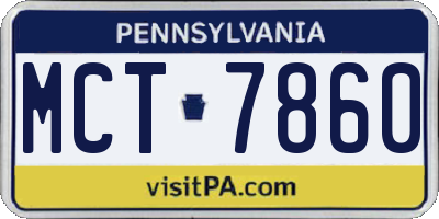 PA license plate MCT7860