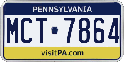 PA license plate MCT7864