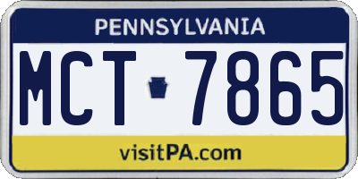 PA license plate MCT7865