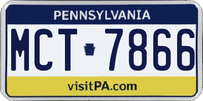 PA license plate MCT7866