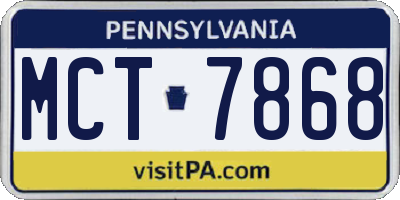 PA license plate MCT7868