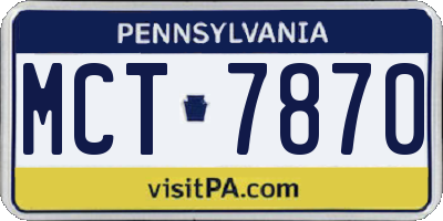 PA license plate MCT7870