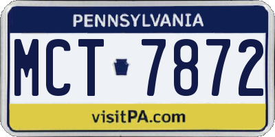 PA license plate MCT7872