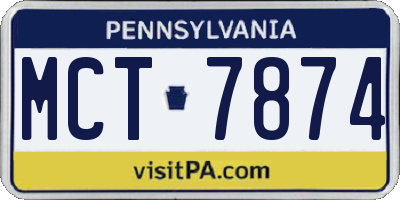 PA license plate MCT7874