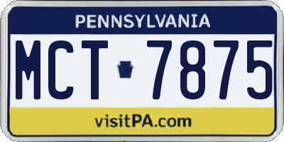 PA license plate MCT7875