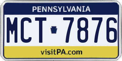 PA license plate MCT7876