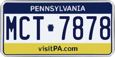 PA license plate MCT7878