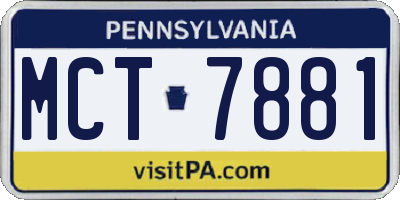 PA license plate MCT7881