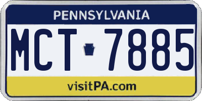 PA license plate MCT7885