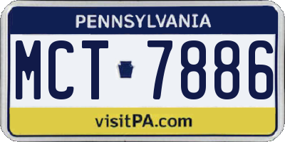 PA license plate MCT7886