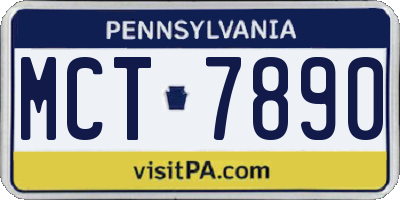 PA license plate MCT7890