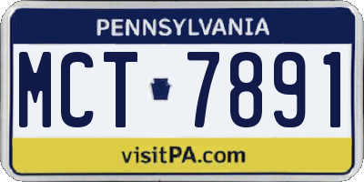 PA license plate MCT7891