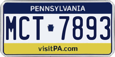 PA license plate MCT7893