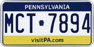 PA license plate MCT7894