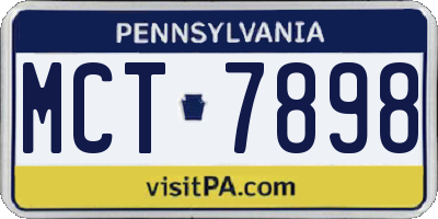 PA license plate MCT7898