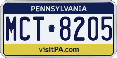 PA license plate MCT8205