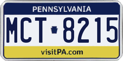 PA license plate MCT8215