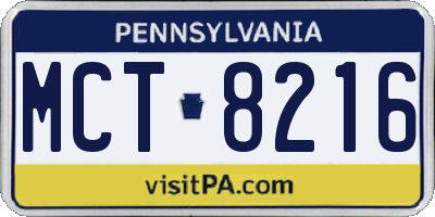 PA license plate MCT8216