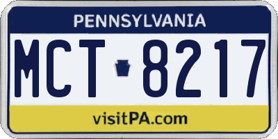 PA license plate MCT8217