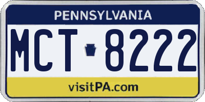 PA license plate MCT8222