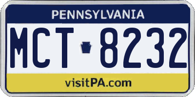 PA license plate MCT8232