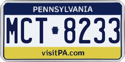 PA license plate MCT8233