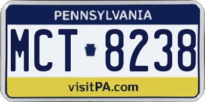 PA license plate MCT8238