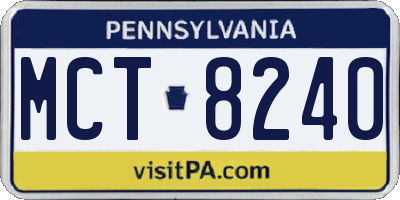 PA license plate MCT8240