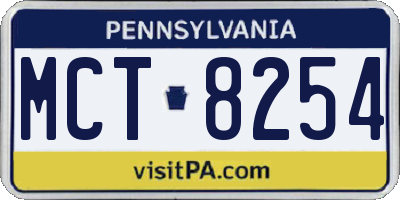 PA license plate MCT8254