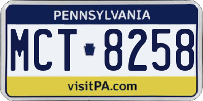 PA license plate MCT8258