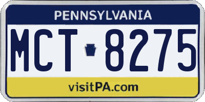 PA license plate MCT8275