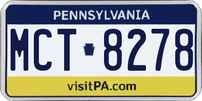 PA license plate MCT8278