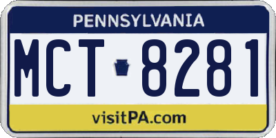 PA license plate MCT8281