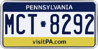 PA license plate MCT8292