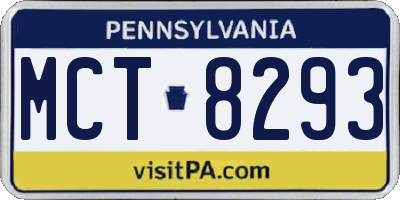 PA license plate MCT8293