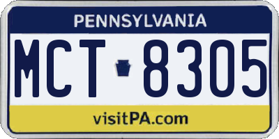 PA license plate MCT8305